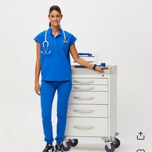 Figs Royal Blue Scrubs Set - XS top/S joggers
